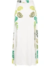 Amir Slama Palm Leaf Print Maxi Skirt In White
