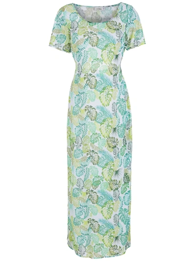 Amir Slama Palm Leaf Print Midi Dress In Green