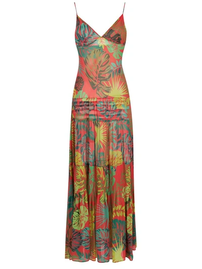 Amir Slama Palm Leaf Print Maxi Dress In Red