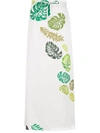 Amir Slama Palm Leaf Print Midi Skirt In White