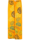 Amir Slama Palm Leaf Print Straight Trousers In Orange