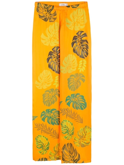 Amir Slama Palm Leaf Print Straight Trousers In Orange