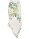 Amir Slama Palm Leaf Print Ruffle Skirt In Neutrals