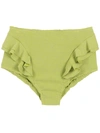 Clube Bossa Ruffle-trimmed High-rise Bikini Bottoms In Green