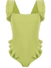 Clube Bossa Ruffle-trimmed Swimsuit In Green