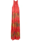 Amir Slama Palm Leaf Print Maxi Dress In Red