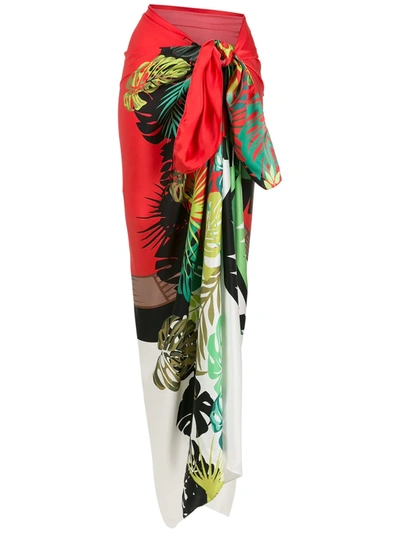 Amir Slama Palm Leaf Print Pareo In Multicolour