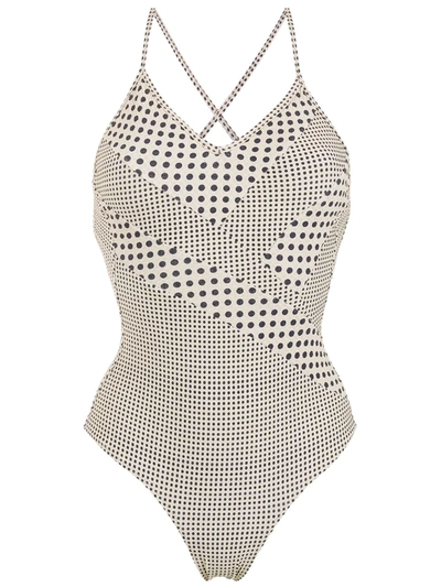 Amir Slama Polka-dot Print Panelled Swimsuit In Neutrals