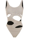 AMIR SLAMA POLKA-DOT PRINT CUTOUT SWIMSUIT