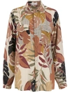 AMIR SLAMA PALM TREE LEAF PRINT SHIRT