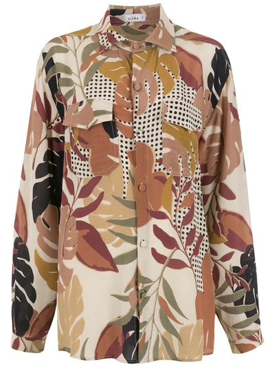 Amir Slama Palm Tree Leaf Print Shirt In Multicolour