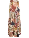 Amir Slama Palm Leaf Print Maxi Skirt In Multicolour