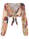 AMIR SLAMA PALM LEAF PRINT CROPPED BLOUSE