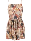 Amir Slama Palm Leaf Print Playsuit In Neutrals