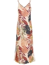 AMIR SLAMA PALM LEAF PRINT MAXI DRESS