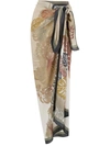 Amir Slama Palm Leaf Print Pareo In Neutrals