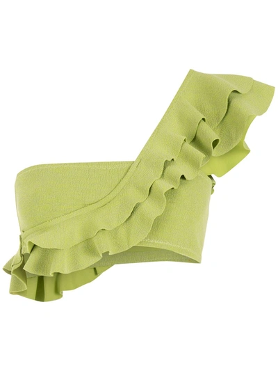 Clube Bossa Ruffle-trimmed One-shoulder Bikini Top In Green