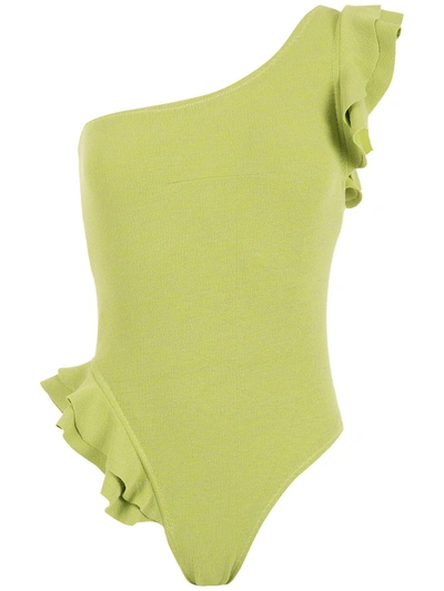 Clube Bossa Ruffle-trimmed One-shoulder Swimsuit In Green