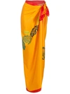Amir Slama Palm Leaf Print Pareo In Orange