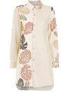 Amir Slama Palm Leaf Print Shirt Dress In Neutrals