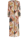 Amir Slama Palm Leaf Print Maxi Dress In Multicolour