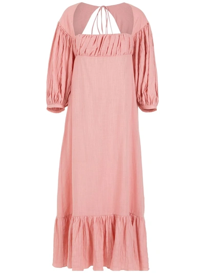 Clube Bossa Waistcoatido Cotton Midi Dress In Pink