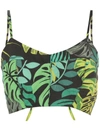 Amir Slama Tropical Print Cropped Top In Green