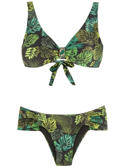 Amir Slama Tropical Print Bikini In Green