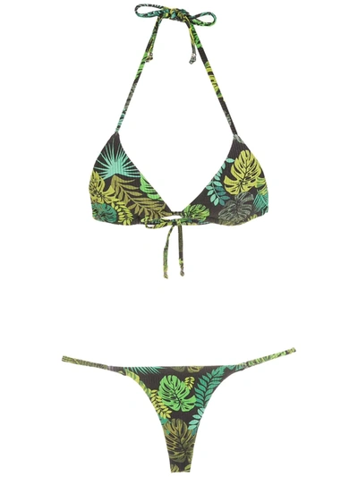 Amir Slama Tropical Print Bikini In Green