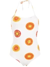Amir Slama Sun Print Swimsuit In White