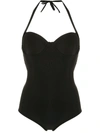 Amir Slama Neck Tie Swimsuit In Black