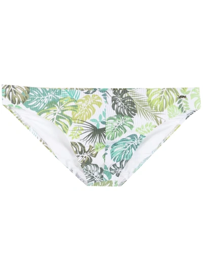 Amir Slama Leaf Print Swim Briefs In White