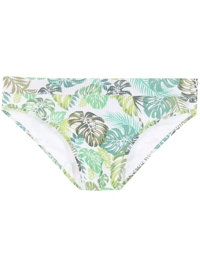 Amir Slama Leaf Print Swim Briefs In White