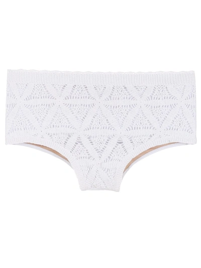 Amir Slama Crochet Detail Swim Briefs In White