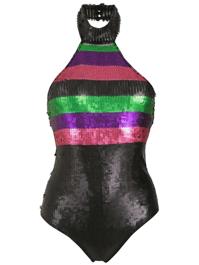 Amir Slama Halterneck Sequin Swimsuit In Multicolour