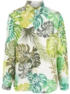 Amir Slama Leaf Print Shirt In White