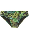 Amir Slama Leaf Print Swim Briefs In Black