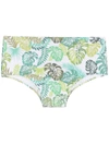 Amir Slama Leaf Print Swim Briefs In White