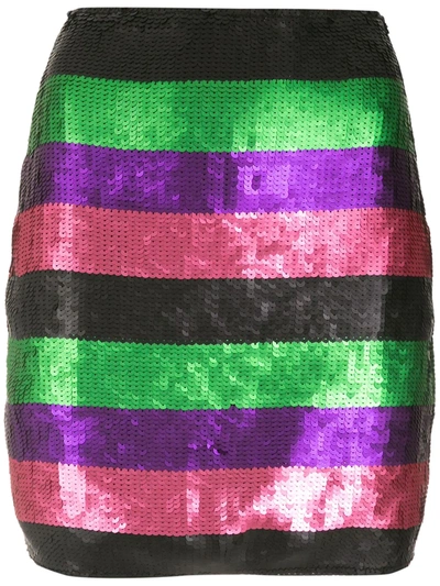 Amir Slama Sequin Striped Skirt In Multicolour