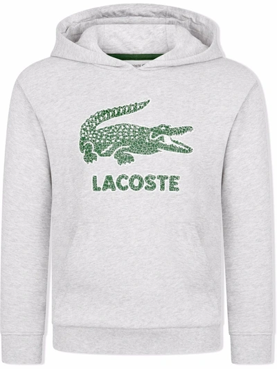 Lacoste Kids' Logo-print Hoodie In Grey