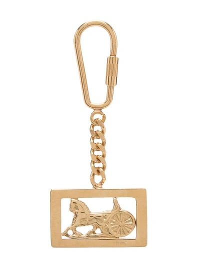 Pre-owned Celine 1980s Cut-out Logo Keyring In Gold