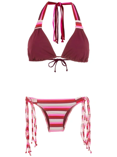 Amir Slama Striped Bikini Set In Pink