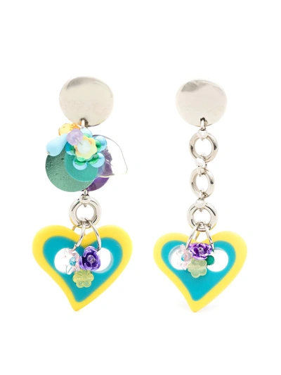 Amir Slama Heart-motif Drop Earrings In Blue