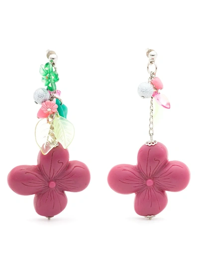 Amir Slama Floral-appliqué Drop Earrings In Purple