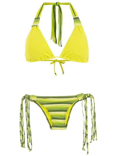 Amir Slama Striped Bikini Set In Green