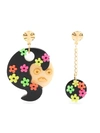Amir Slama Floral-appliqué Asymmetric Earrings In Black
