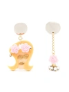 AMIR SLAMA FLORAL-APPLIQUÉ ASYMMETRIC EARRINGS