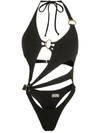 Amir Slama Cut-out Halterneck Swimsuit In Black