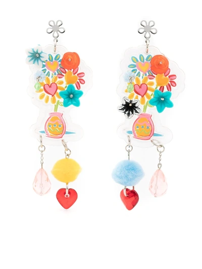 Amir Slama Floral-appliqué Drop Earrings In Multicolour