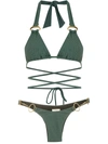 Amir Slama Wrap-around Bikini Set In Green